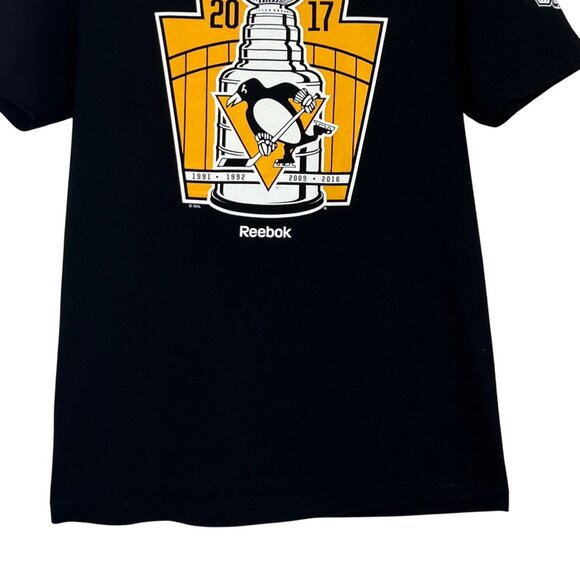 Reebok Stanley Cup Champions Penguins Tshirt 2017 Black Size Small - Picture 4 of 8